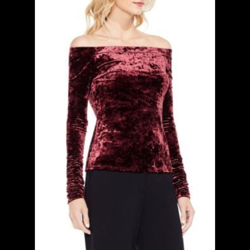 Vince Camuto Ruched Off The Shoulder Velvet, Med